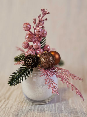 Photophore poinsettia rosé